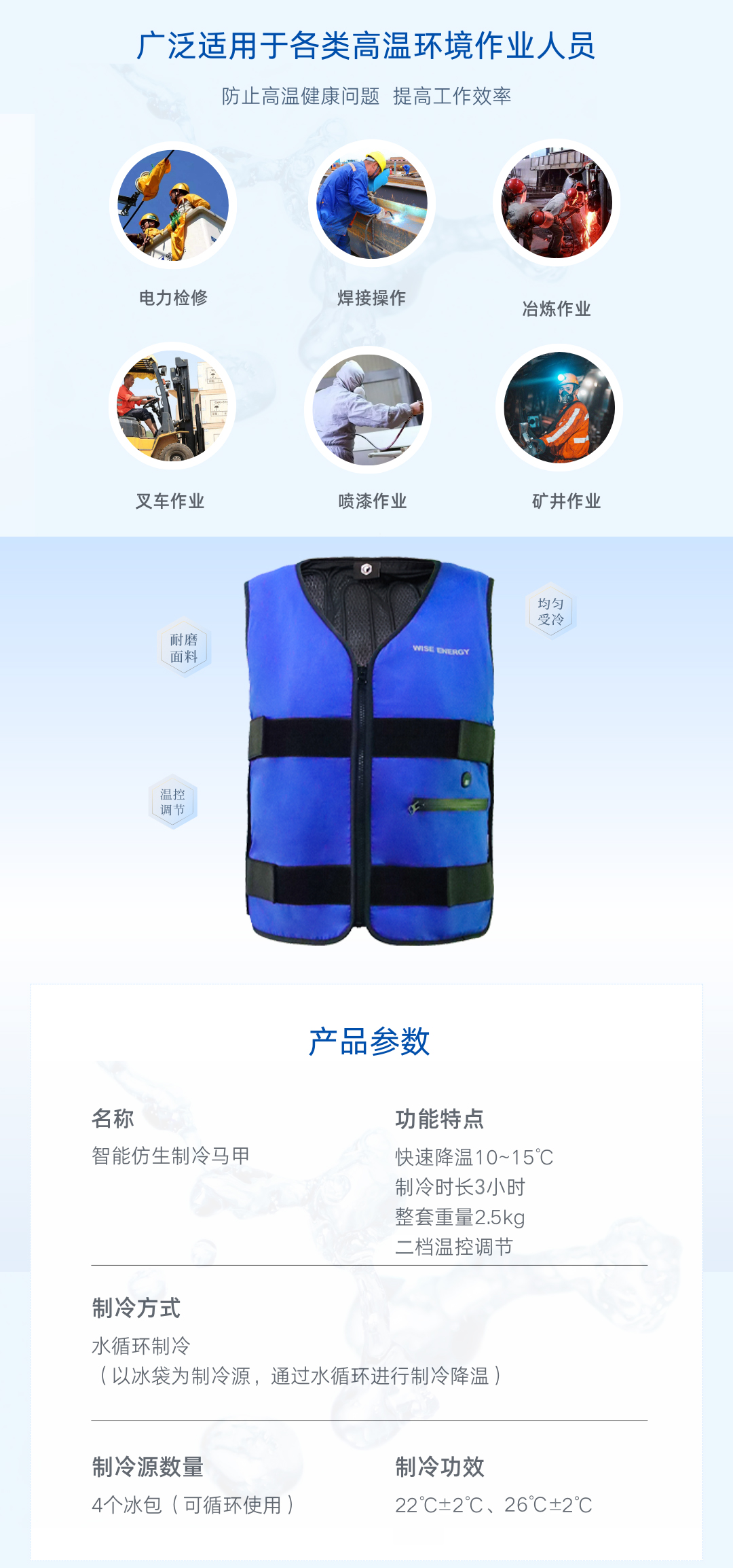 廣泛應(yīng)用于各類高溫環(huán)境作業(yè)人員降溫使用
