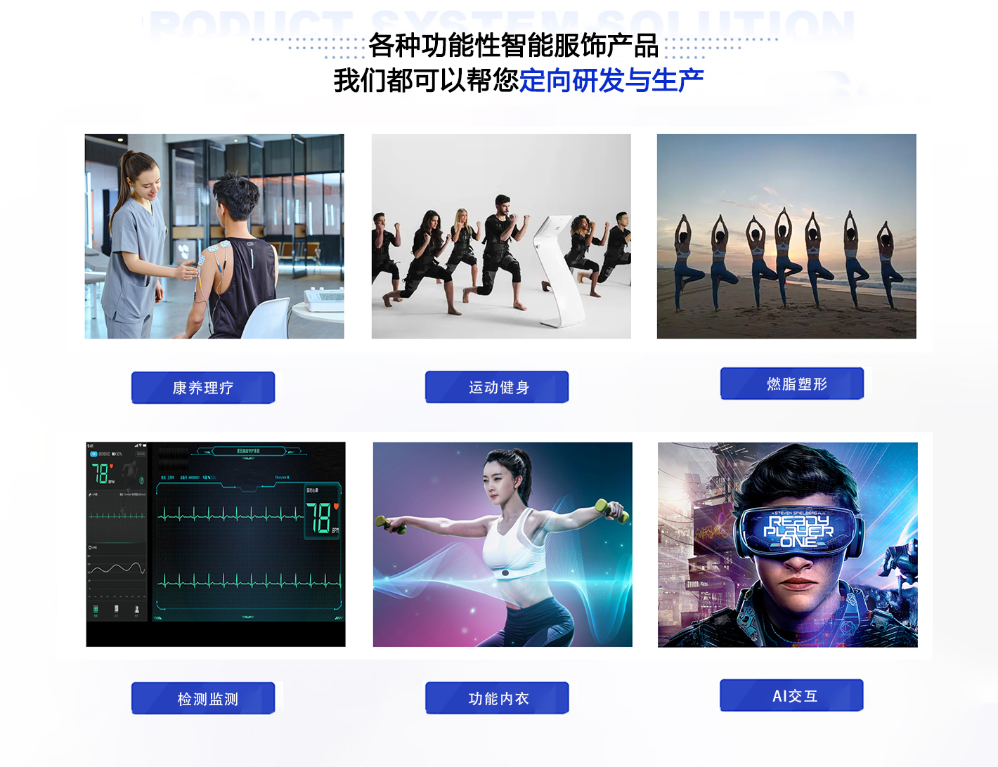 各種功能性智能服飾都可以定向研發(fā)與生產(chǎn)